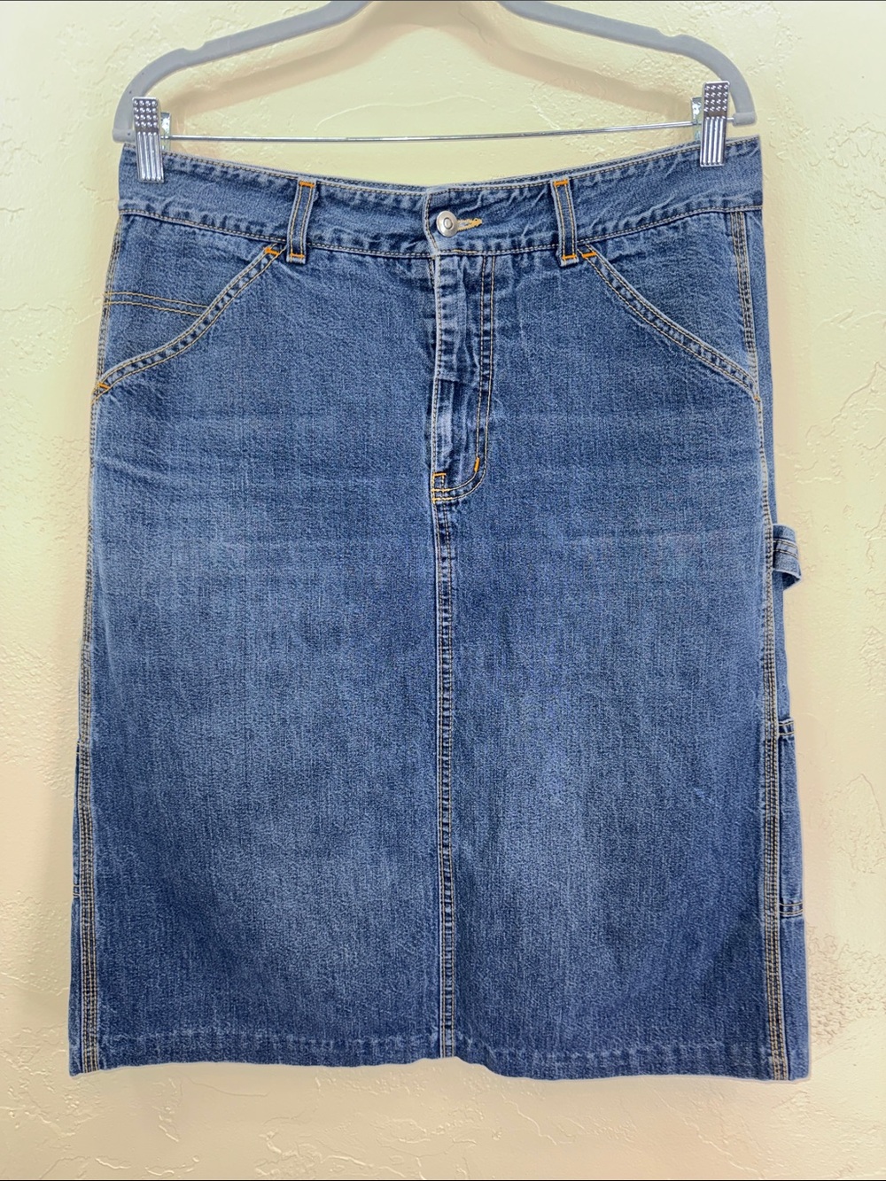 Billy Blues Denim Utility Carpenter Style‎ Pencil Skirt in Medium Blue L